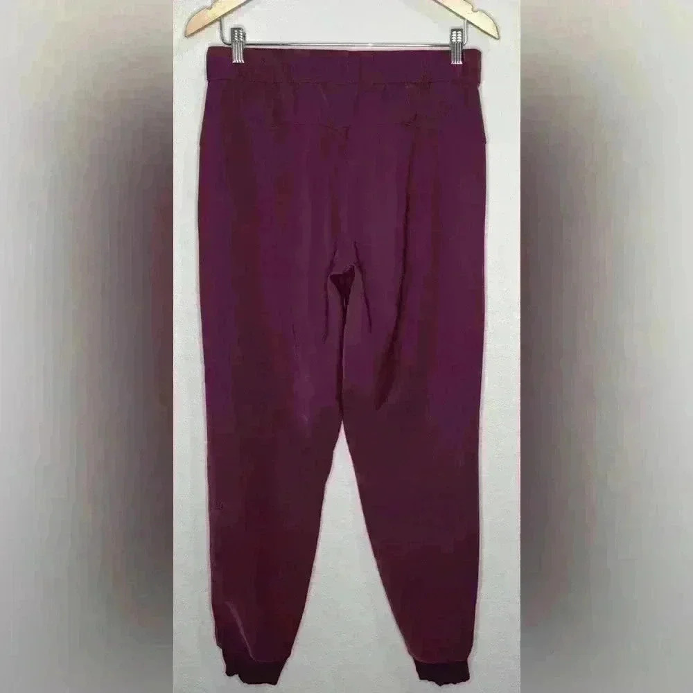 Women's Maroon Jogger Pants - Stretch Drawstring Waist #23 - Picture 3 of 5